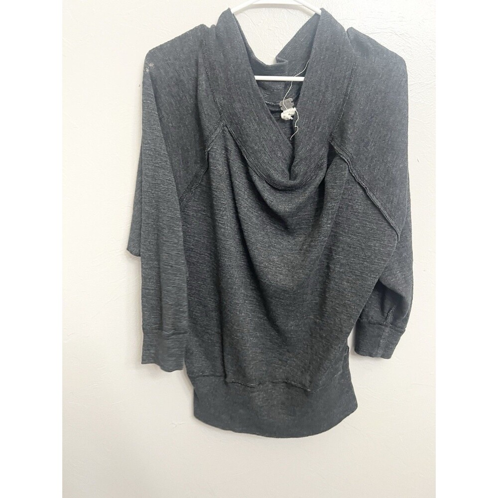 We The Free Shirt Medium Gray Off Shoulder Raglan Sleeve Pullover Sweatshirt